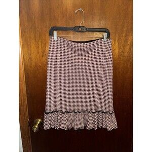 Vtg Max Studio Womens Pink And Black Star Printed Ruffle Skirt Size Medium